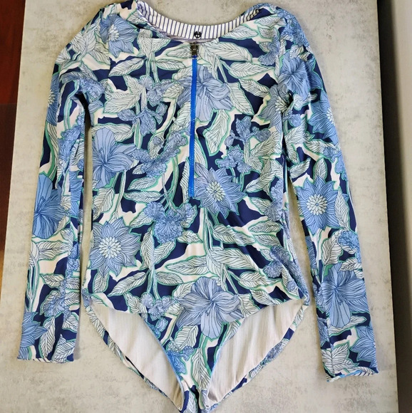 Maaji Triton Rash Guard One Piece Long Sleeve Swimsuit Reversible Size Small - Picture 1 of 14